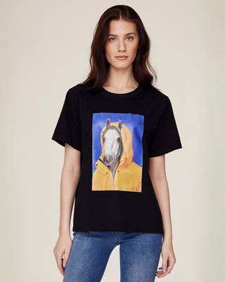 T-shirt black with horsie print