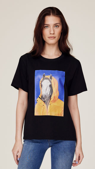 T-shirt black with horsie print