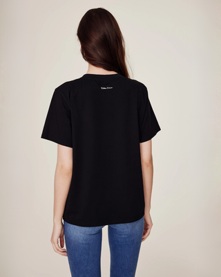 Back view product shot of the black riding t-shirt showing the clean fit and high-quality fabric.
