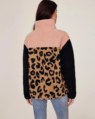 Back view of the leo teddy riding jacket showing the pink yoke and comfortable fit.